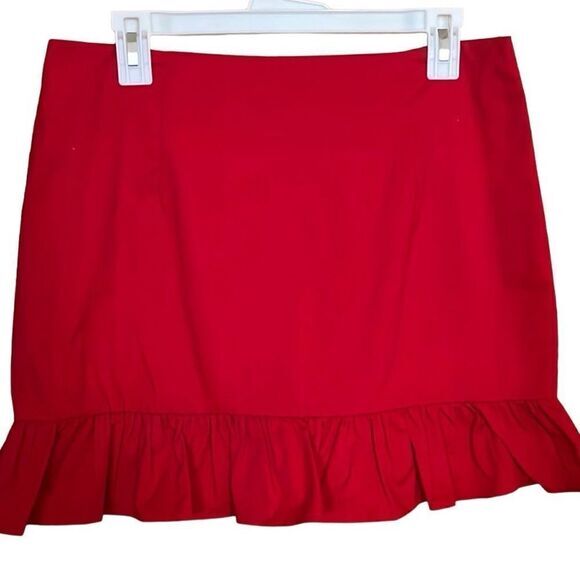 Superdown Fiona ruffle mini skirt XL Red fully lined hidden back zipper‎ NWOT - Picture 3 of 11